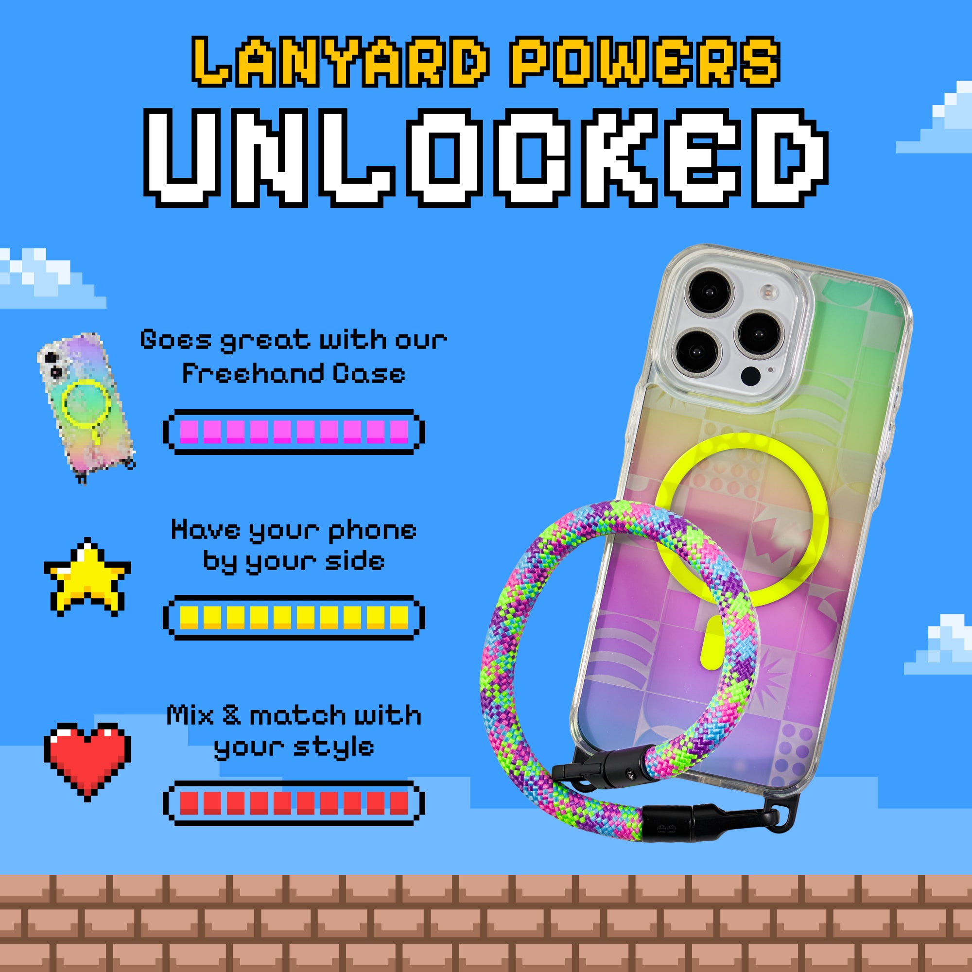 Freehand 8-Bit Roller Wrist Lanyard - Secure Short Carry for Everyday Use