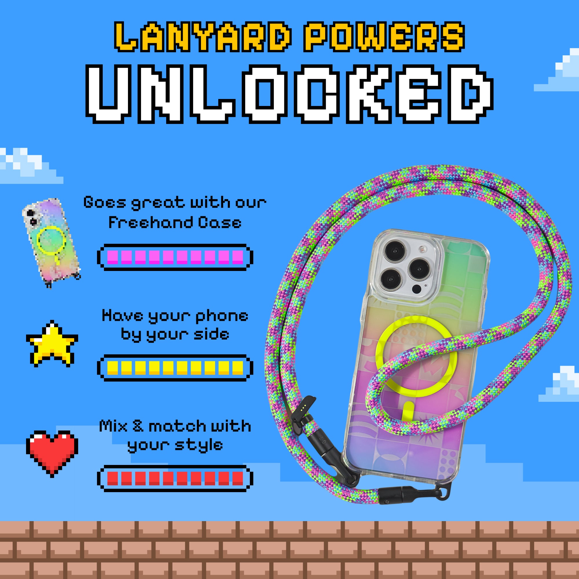 Freehand 8-Bit Roller Cross-Body Lanyard - Go Hands-Free