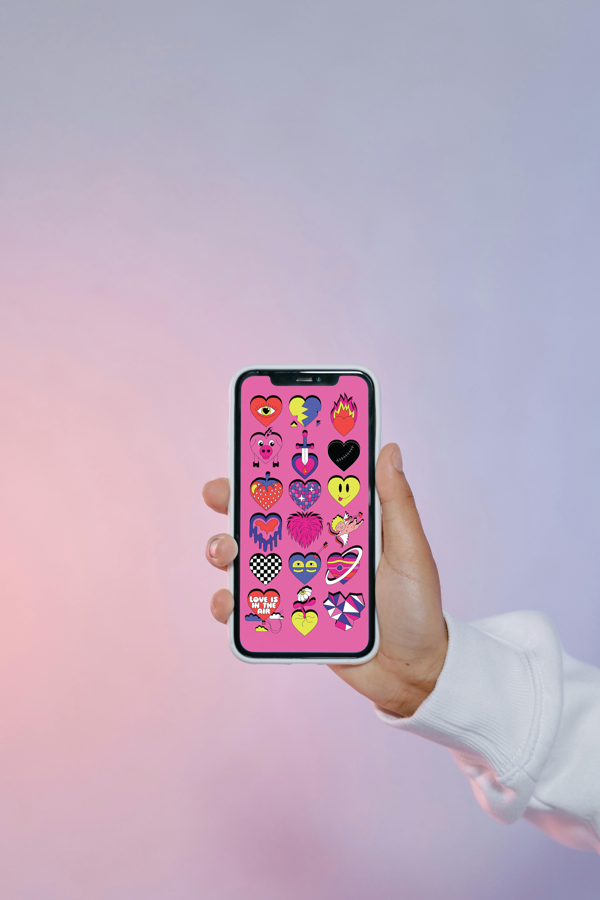 Heart Vibe Digital Wallpaper Pack for iPhone and Android - Instant Screen Refresh