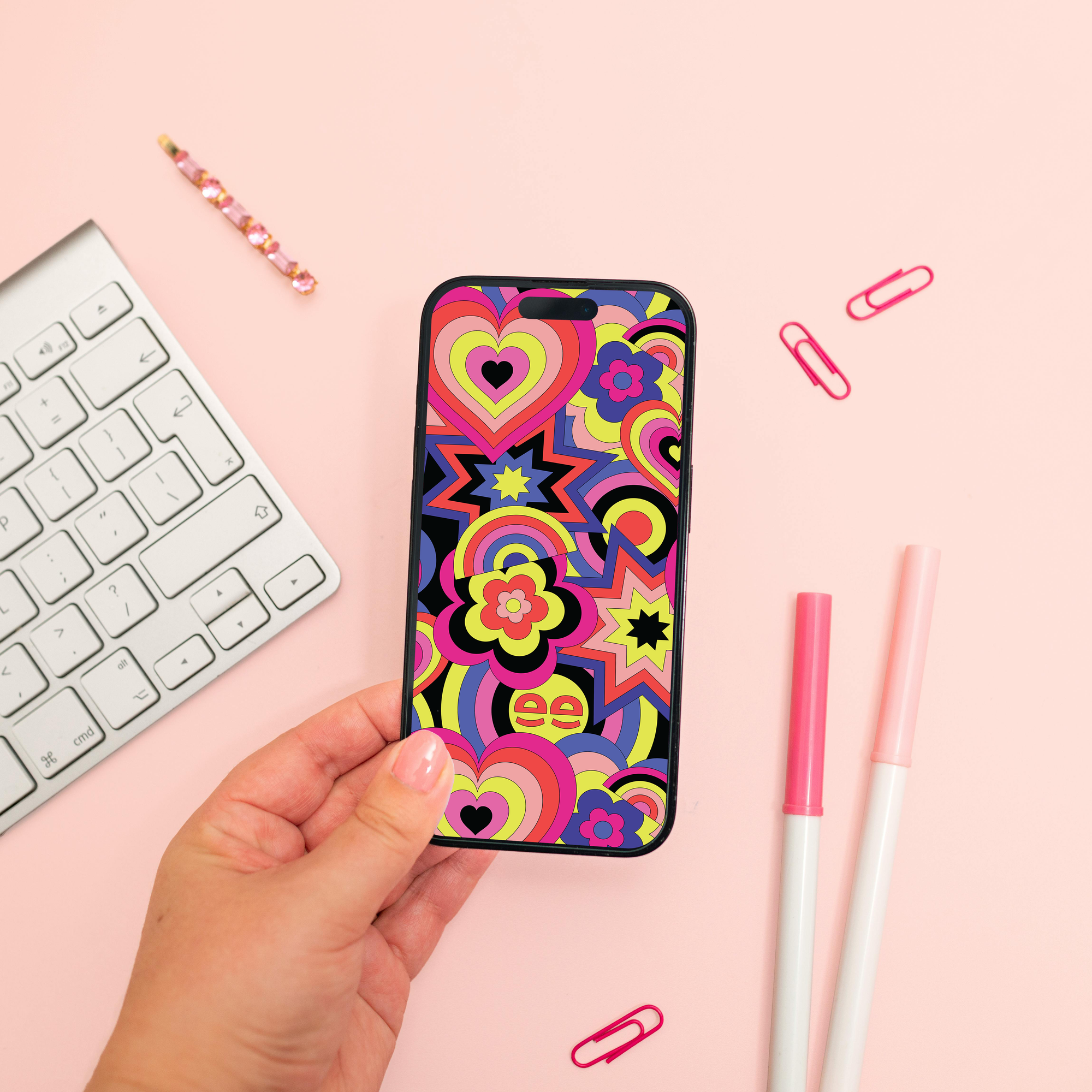 Electric Love Digital Wallpaper Pack for iPhone and Android - Instant Screen Refresh