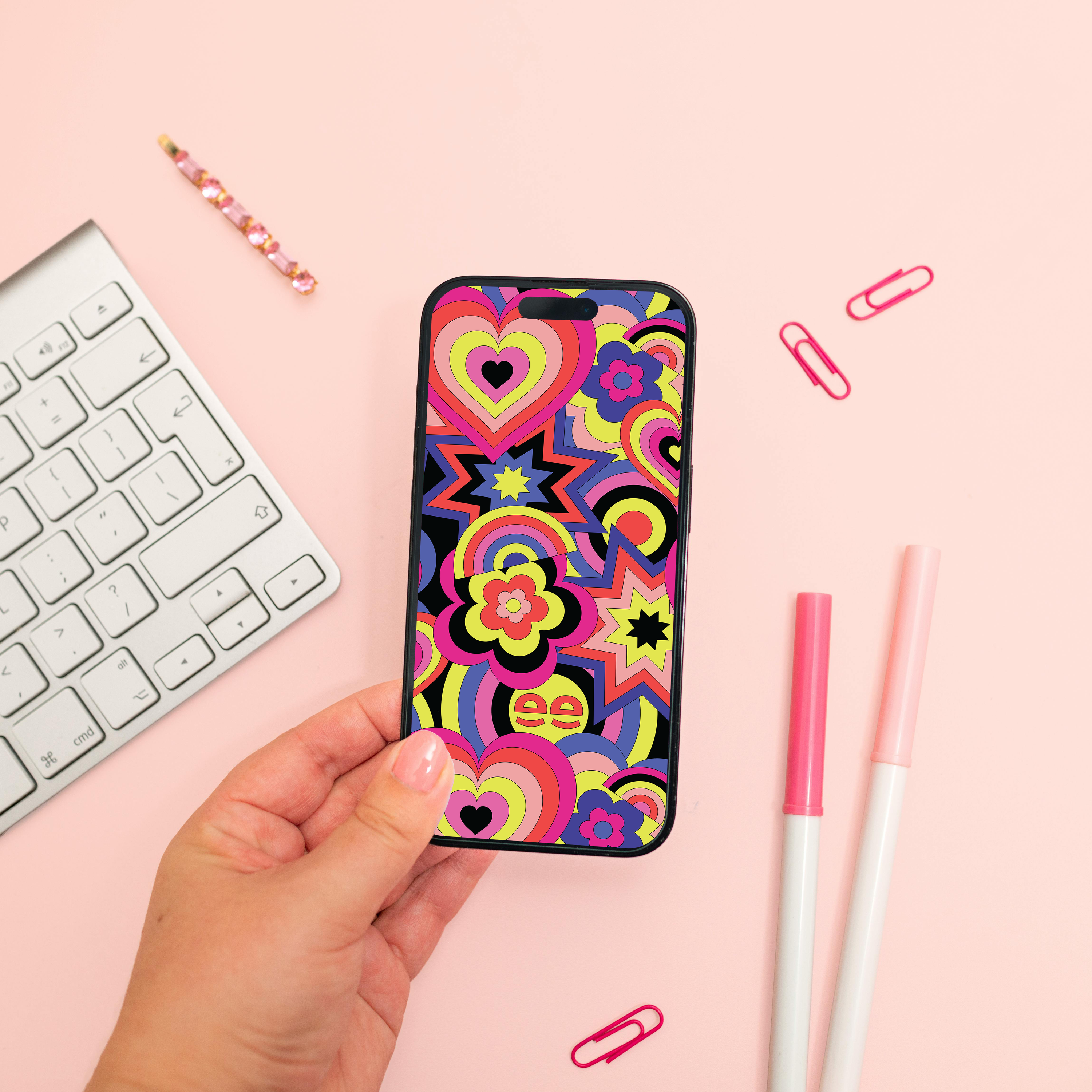 Electric Love Digital Wallpaper Pack for iPhone and Android - Instant Screen Refresh