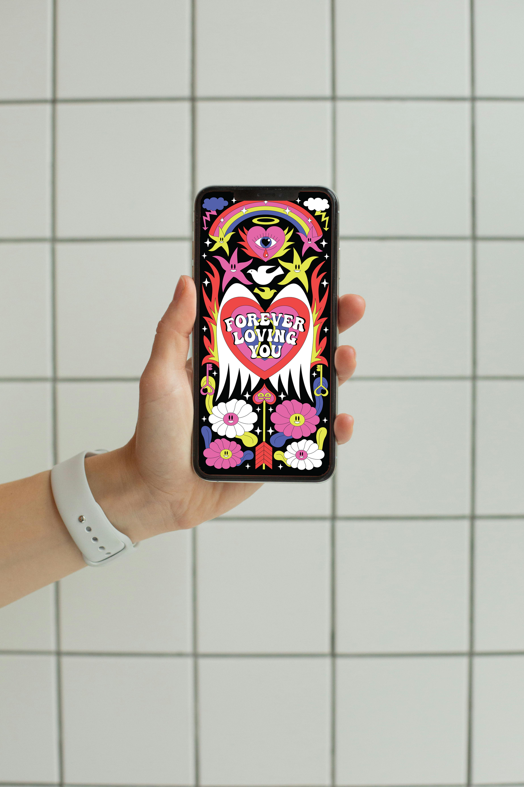 Forever Loving You Digital Wallpaper Pack of 2 for iPhone and Android - Instant Screen Refresh