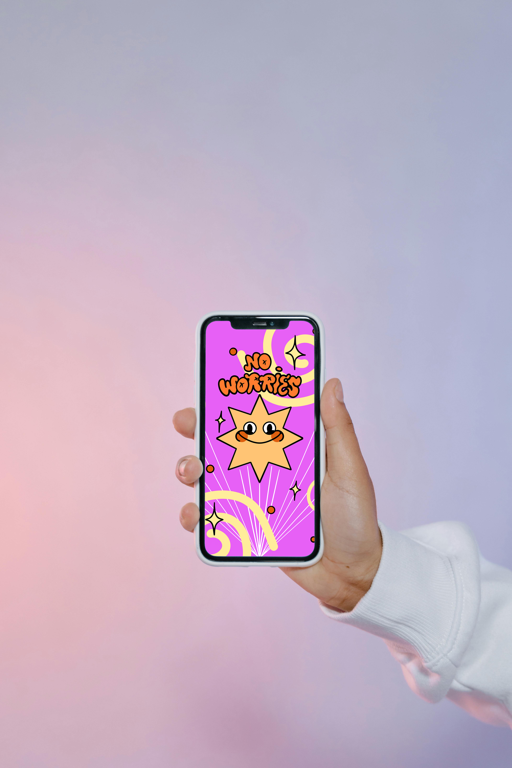 No Worries Digital Wallpaper Pack for iPhone and Android - Instant Screen Refresh