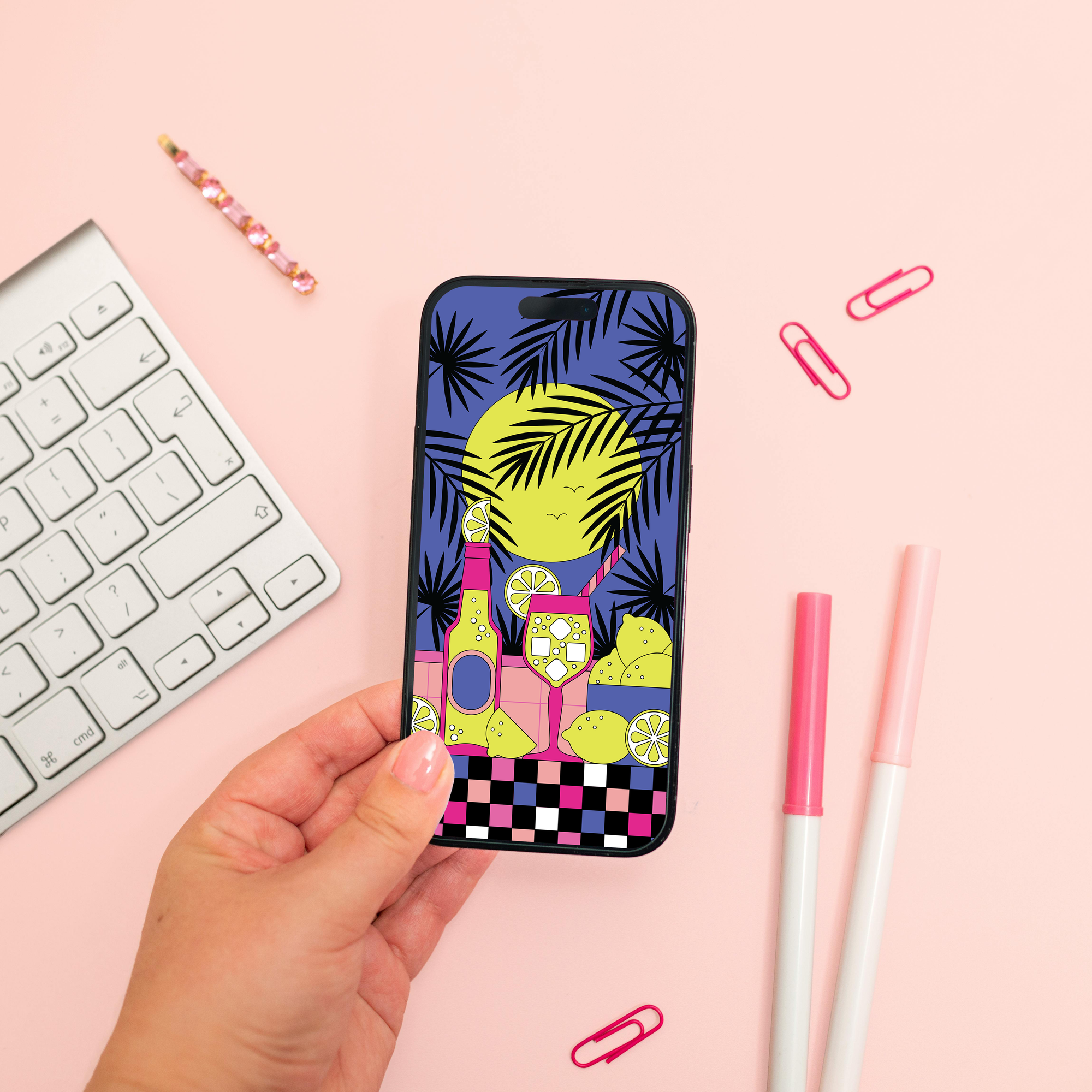 Summer Spritz Digital Wallpaper Pack for iPhone and Android - Instant Screen Refresh