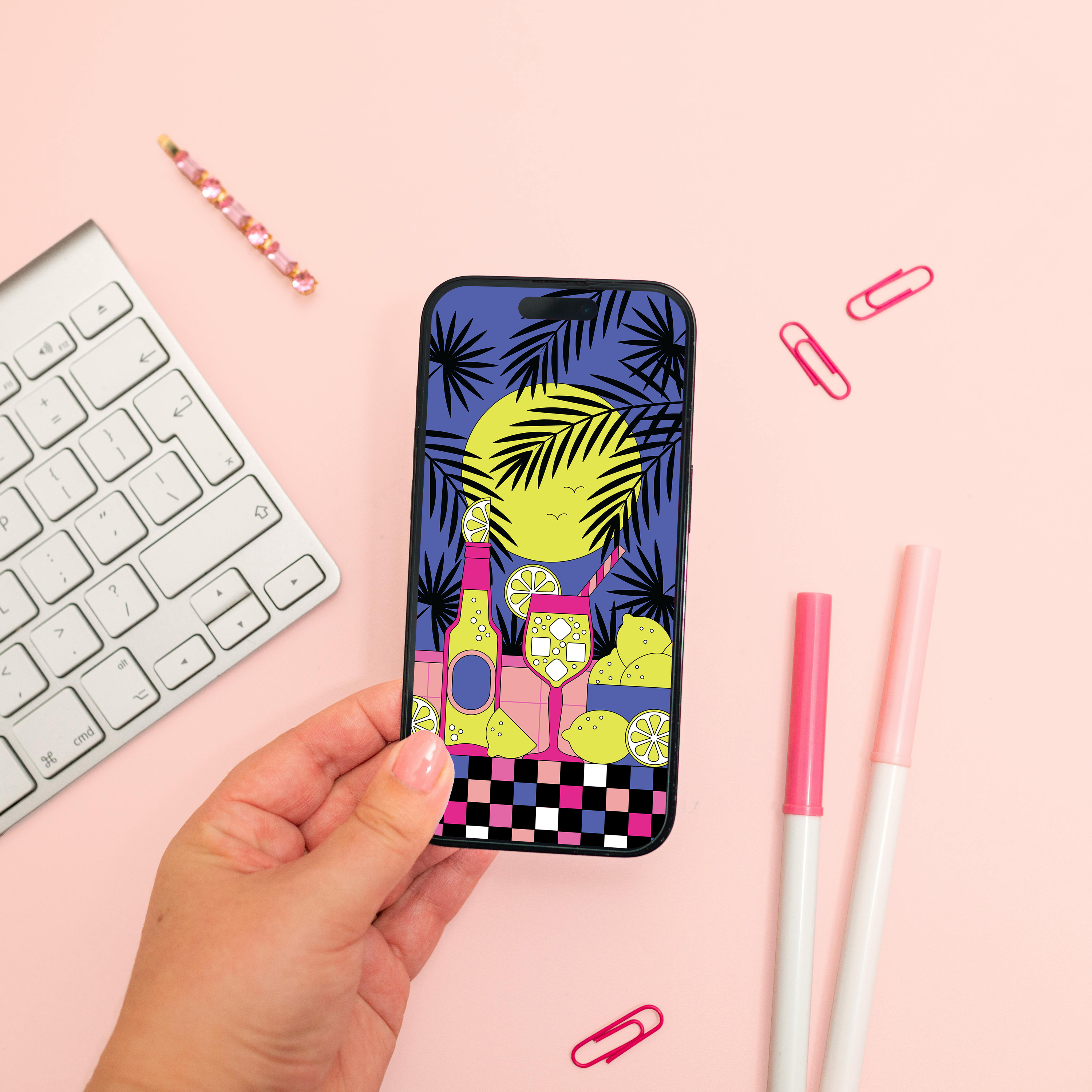 Summer Spritz Digital Wallpaper Pack for iPhone and Android - Instant Screen Refresh