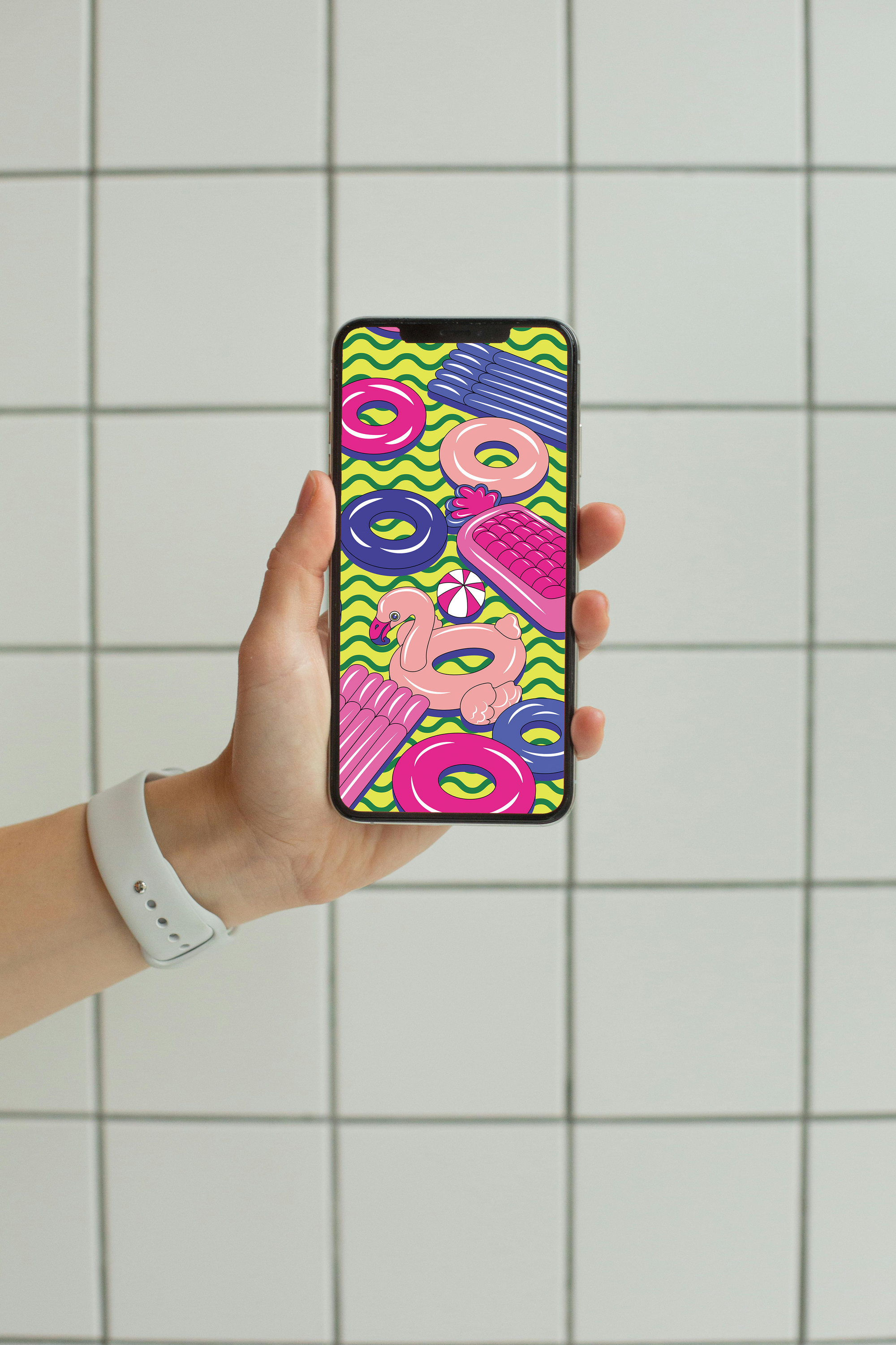 Poolside Digital Wallpaper Pack of 3 for iPhone and Android - Instant Screen Refresh