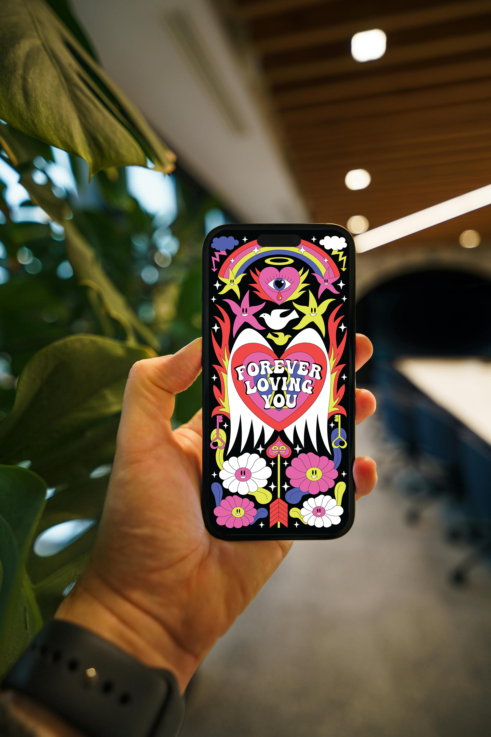 Forever Loving You Digital Wallpaper Pack of 2 for iPhone and Android - Instant Screen Refresh