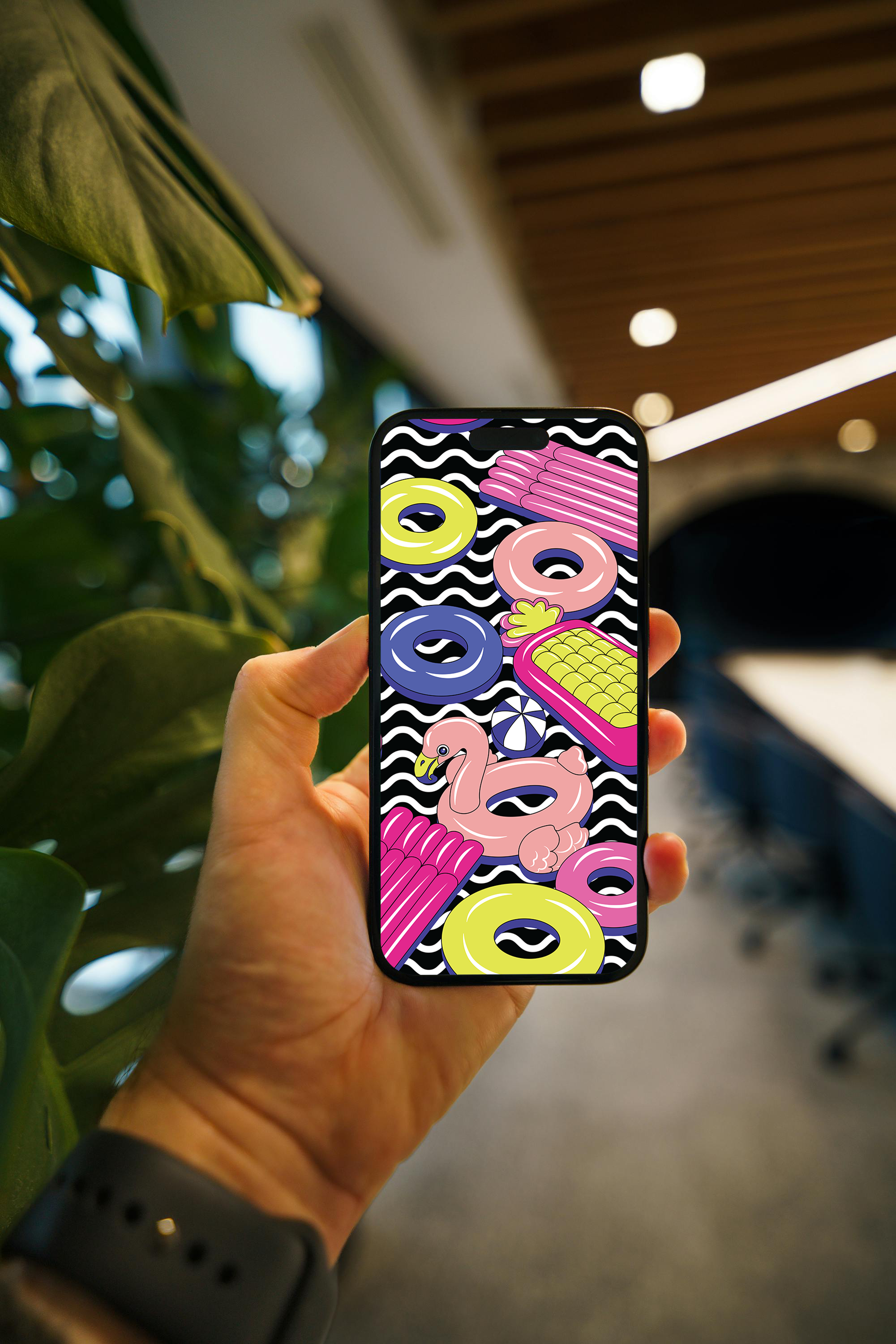 Poolside Digital Wallpaper Pack of 3 for iPhone and Android - Instant Screen Refresh