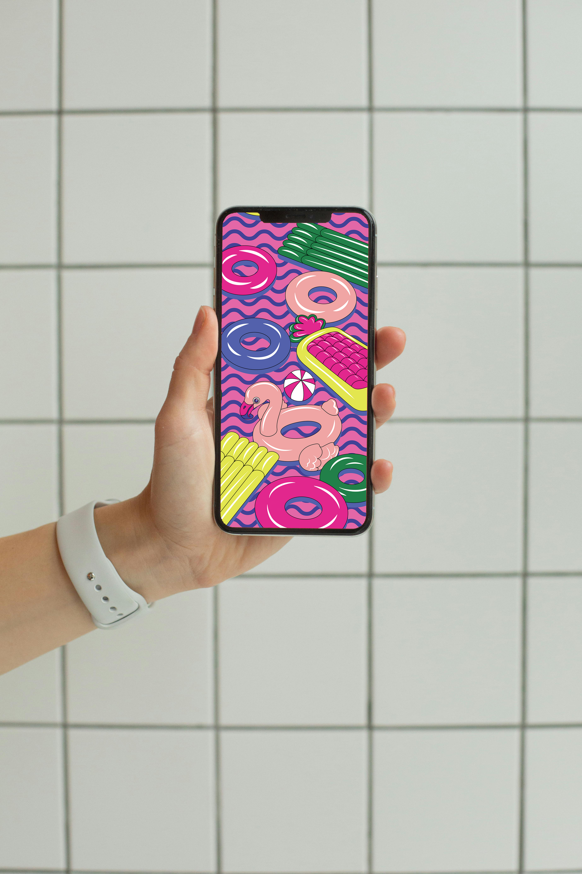 Poolside Digital Wallpaper Pack of 3 for iPhone and Android - Instant Screen Refresh