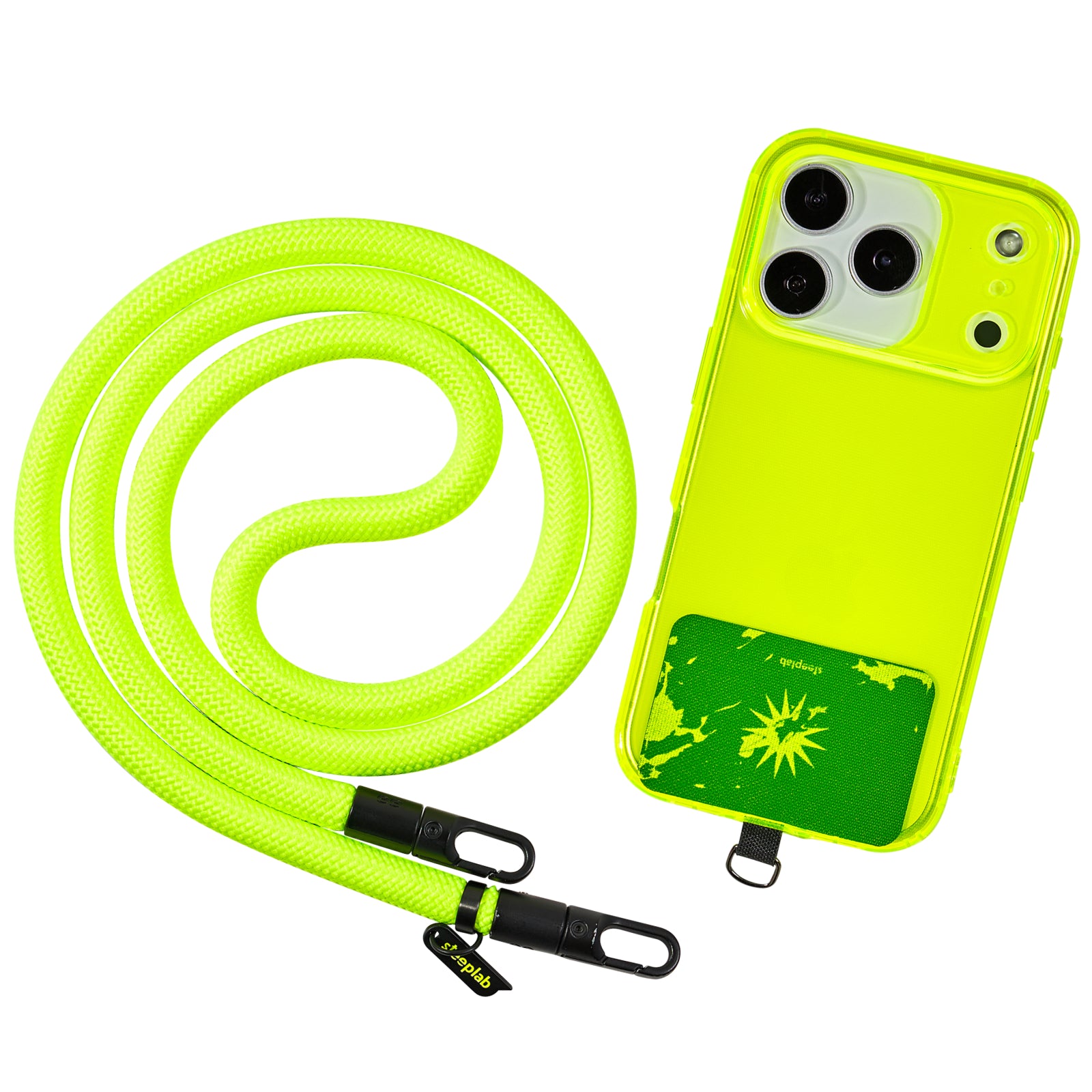 SteepLab Neon Noise Highlighter Case + Freehand Crossbody Lanyard Bundle