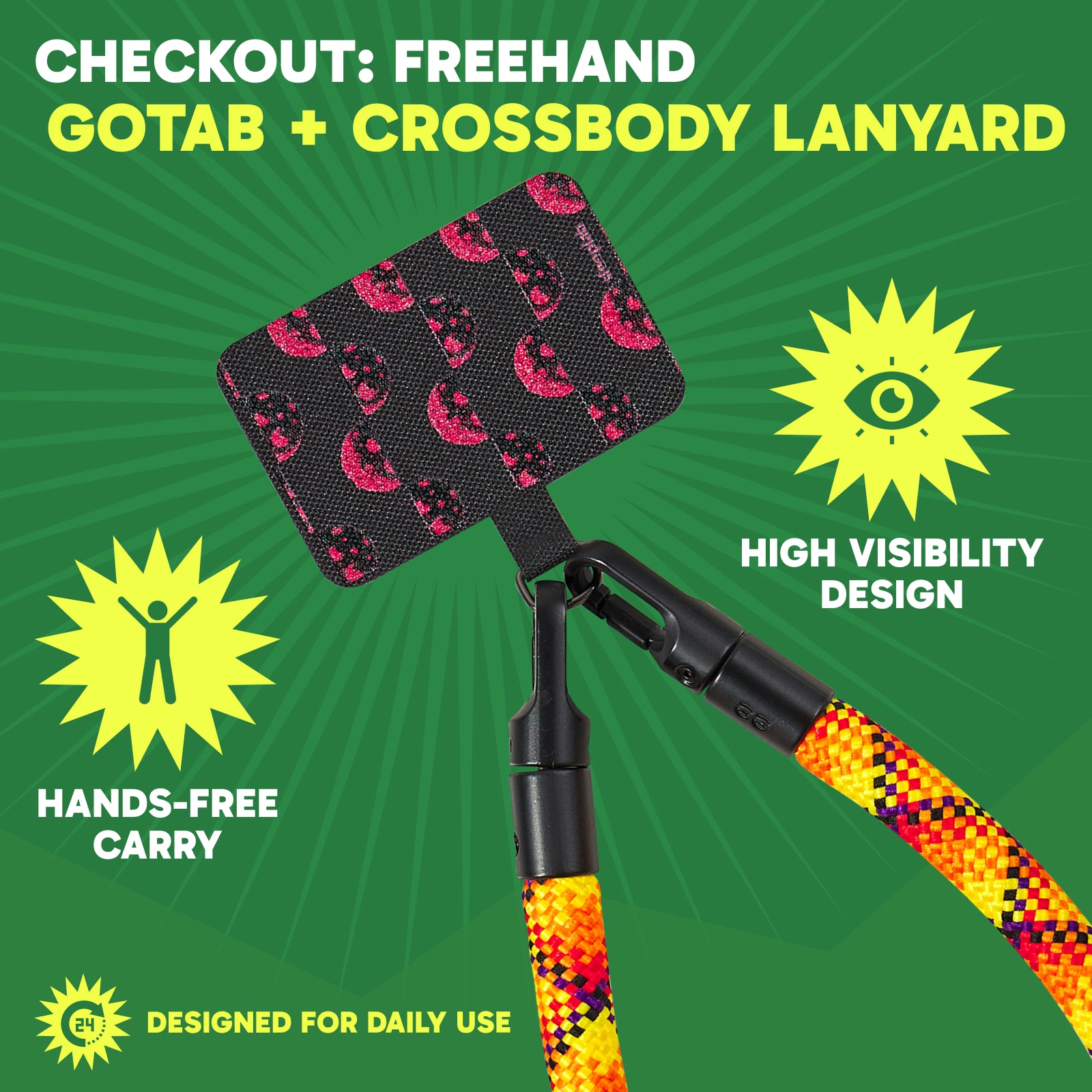 SteepLab Solar Static Highlighter Case + Freehand Crossbody Lanyard Bundle