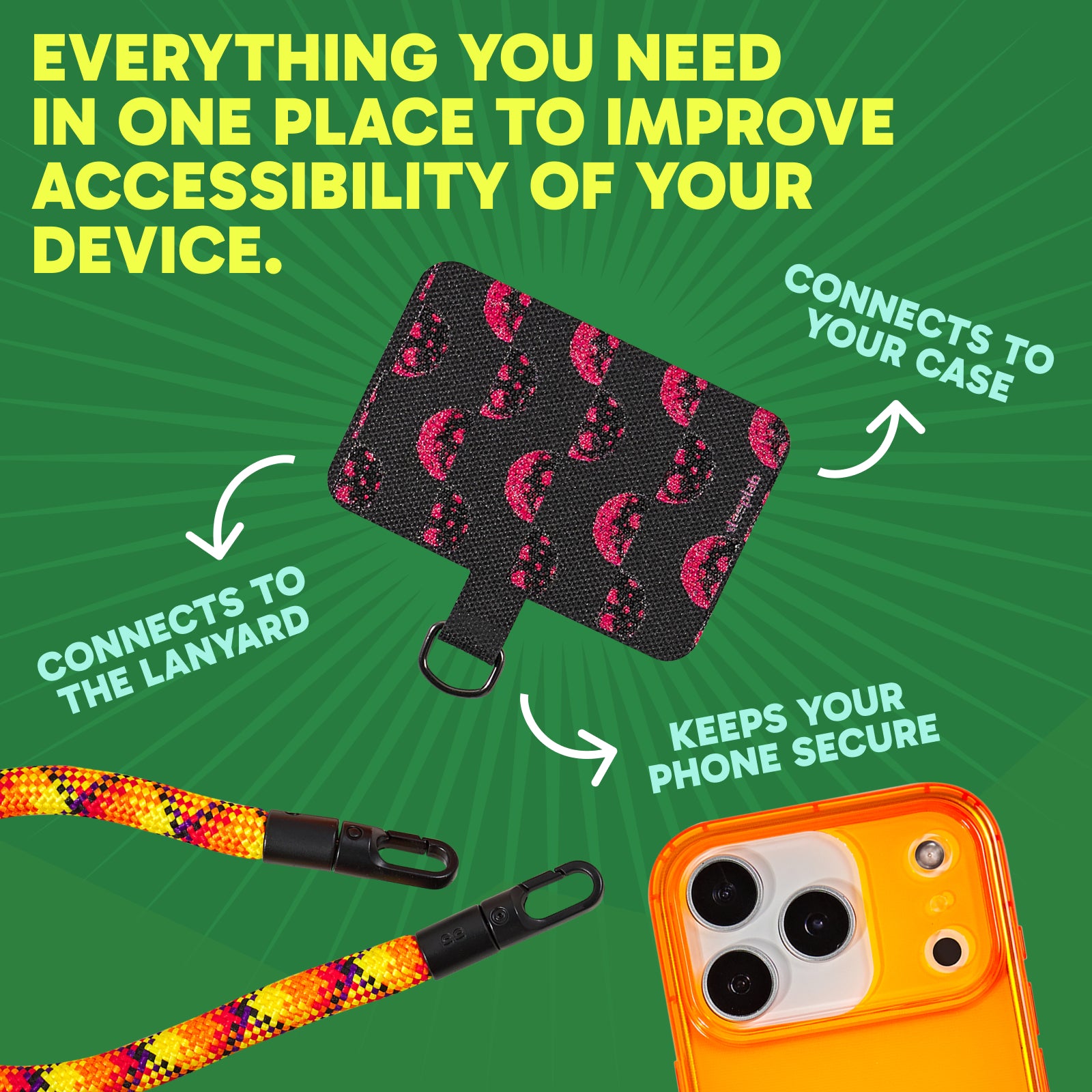 Solar Static Highlighter Case + Freehand Wrist Lanyard Bundle - Hands-Free Carry