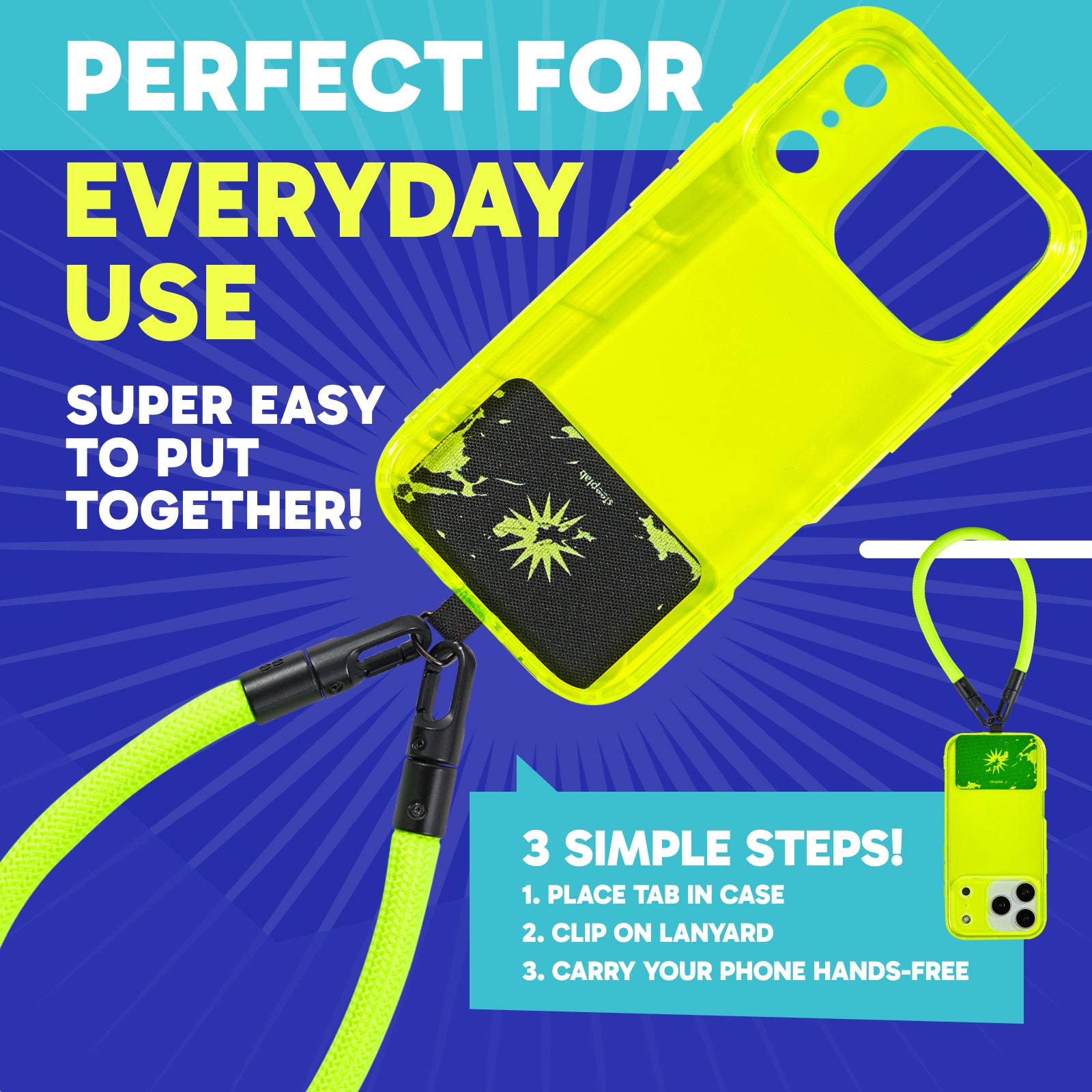 Neon Noise Highlighter Case + Freehand Wrist Lanyard Bundle - Hands-Free Carry
