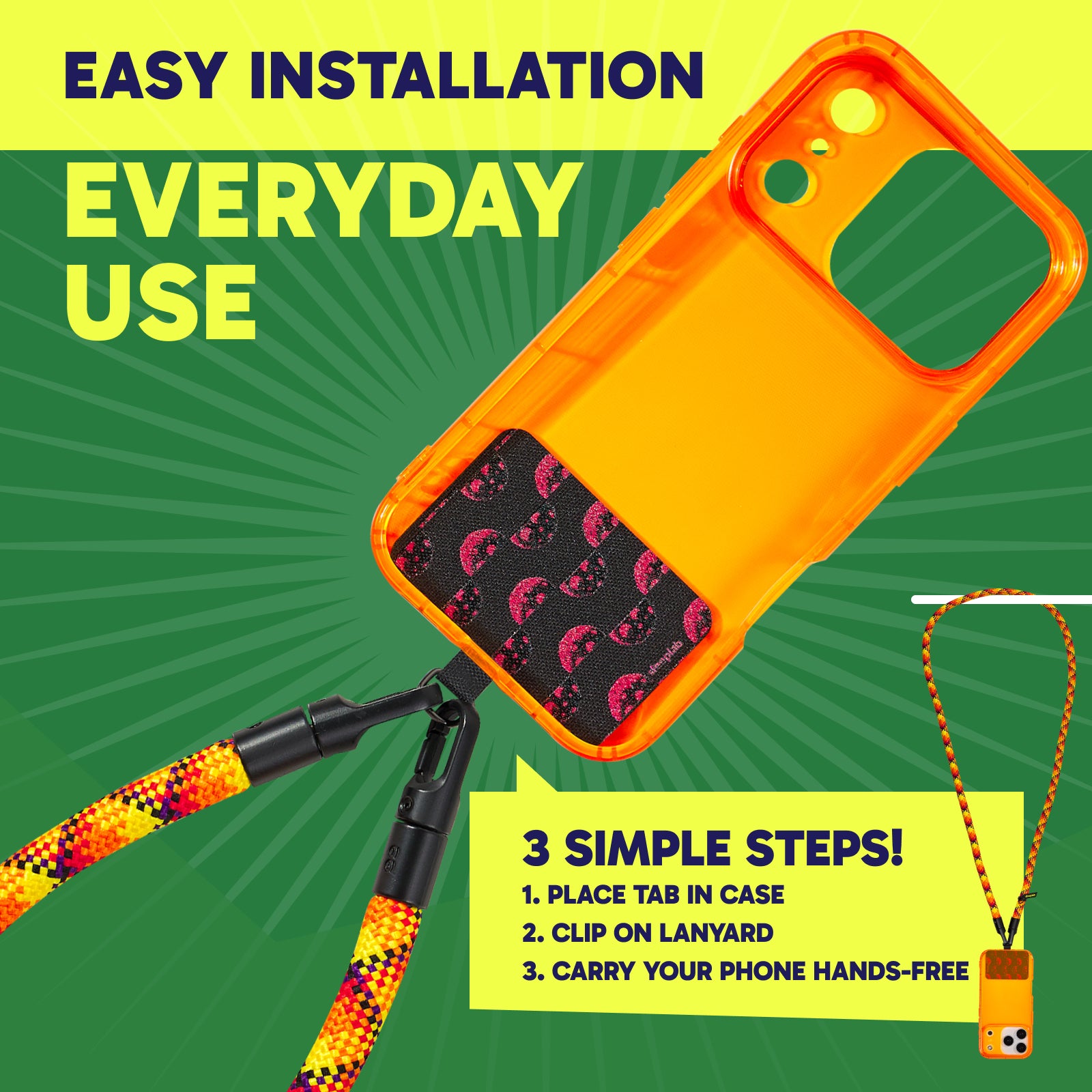 SteepLab Solar Static Highlighter Case + Freehand Crossbody Lanyard Bundle