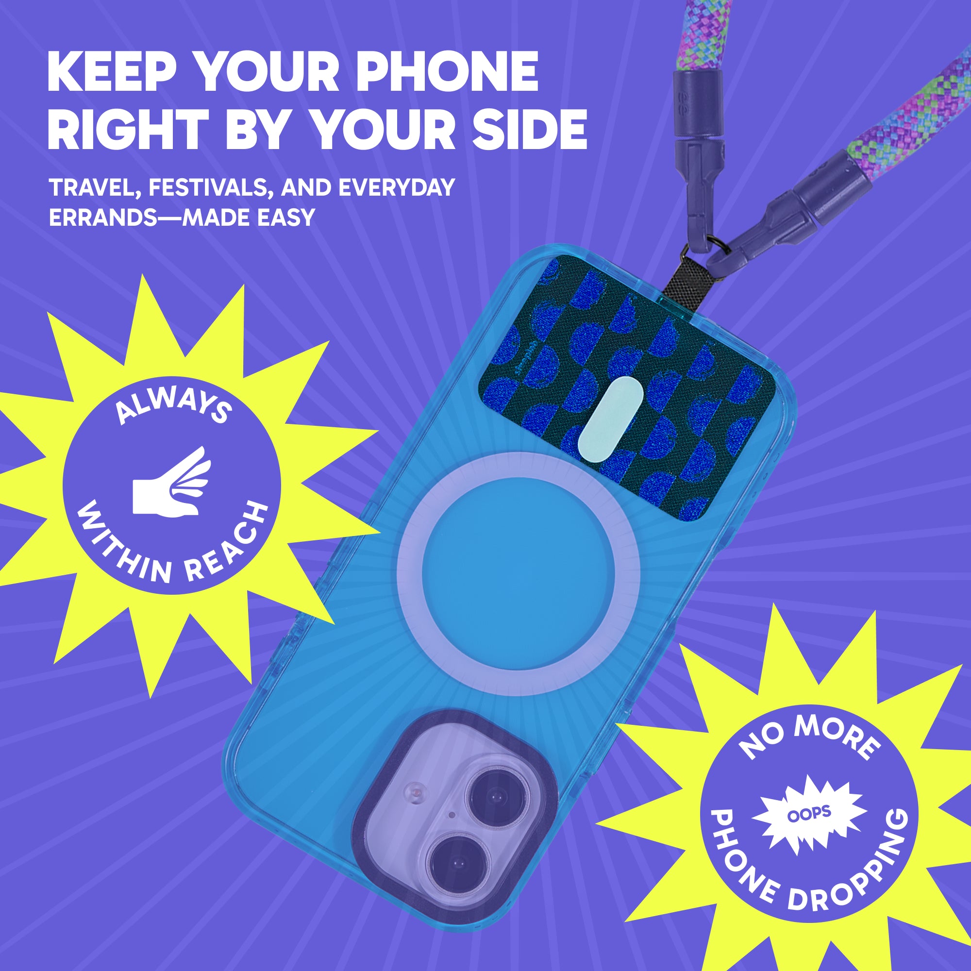 Freehand 8-Bit Roller GoTab - Universal Phone Lanyard Tab (Pack of 2)