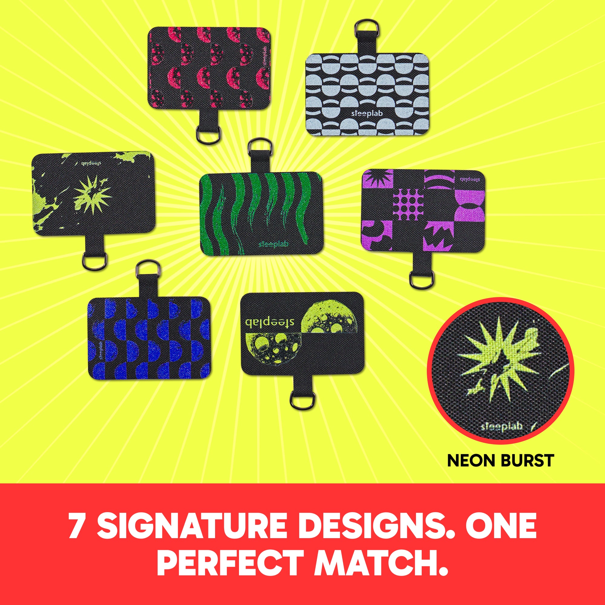 Freehand Neon Burst GoTab - Universal Phone Lanyard Tab (Pack of 2)