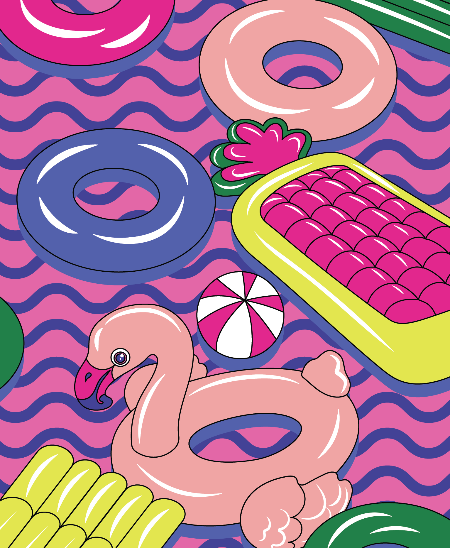 Poolside Digital Wallpaper Pack of 3 for iPhone and Android - Instant Screen Refresh