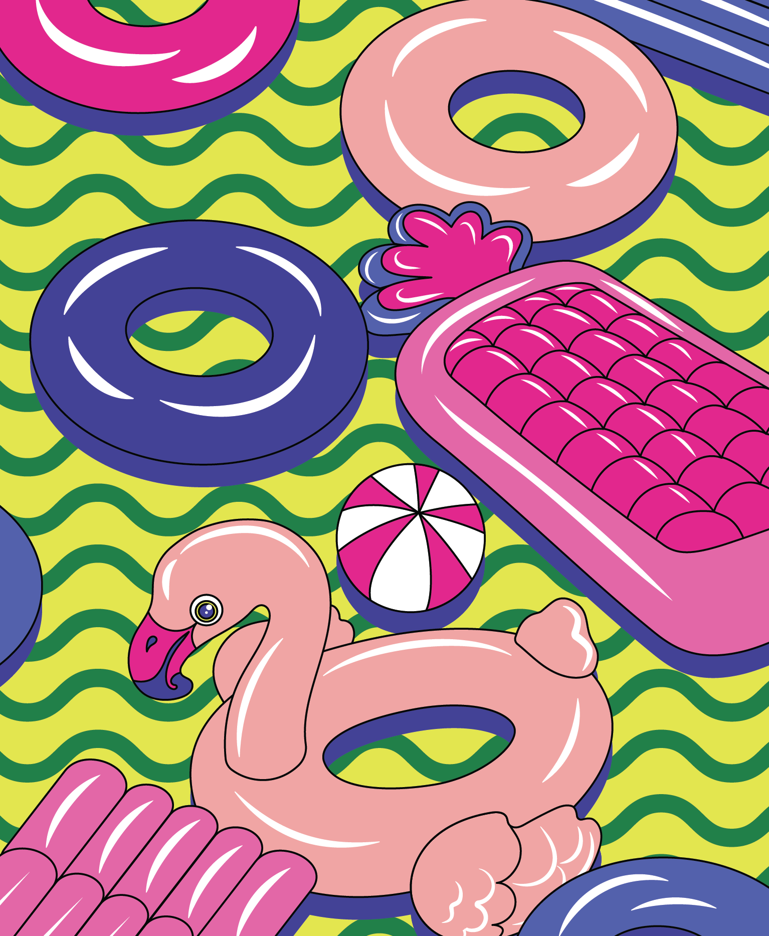 Poolside Digital Wallpaper Pack of 3 for iPhone and Android - Instant Screen Refresh