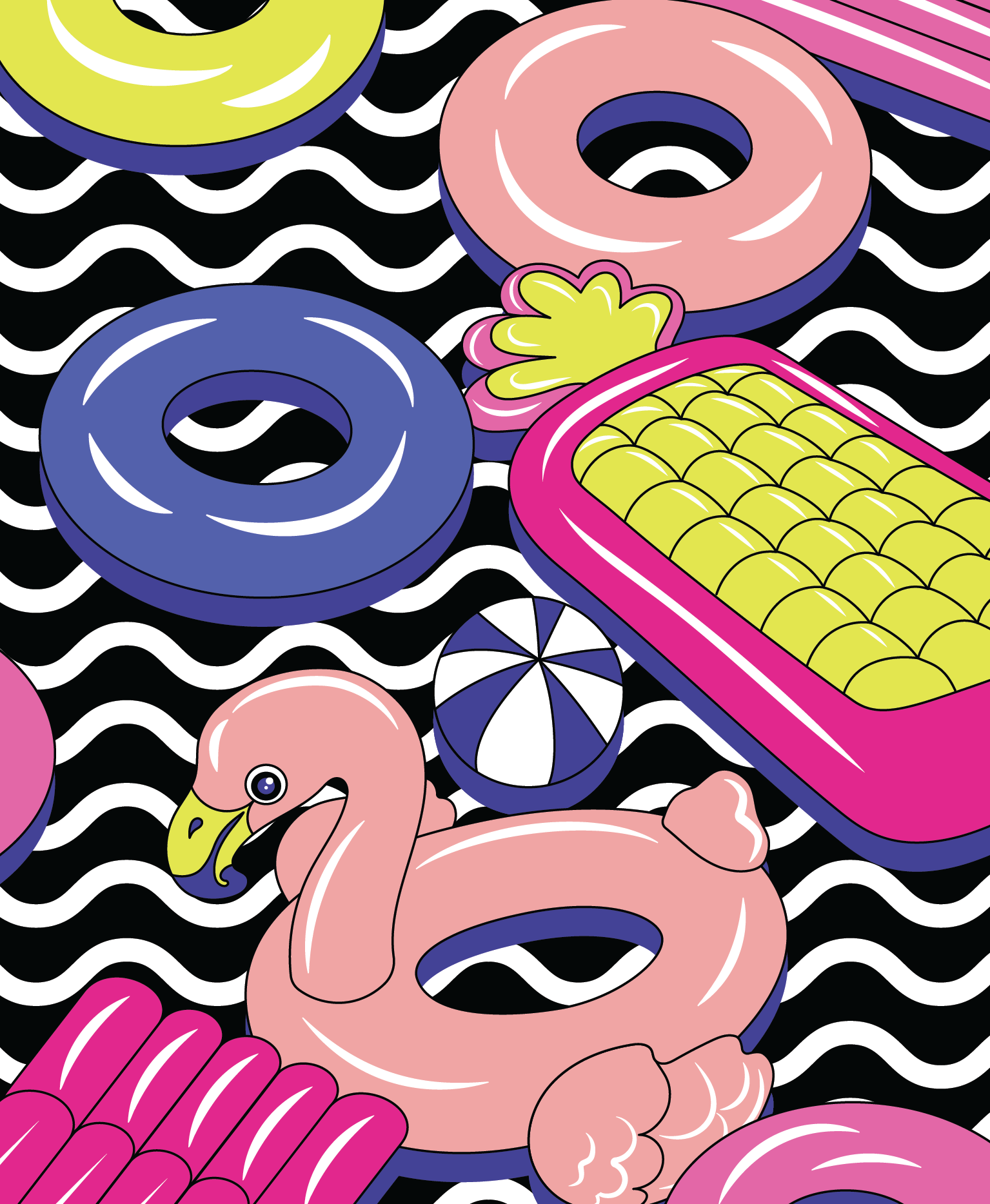 Poolside Digital Wallpaper Pack of 3 for iPhone and Android - Instant Screen Refresh