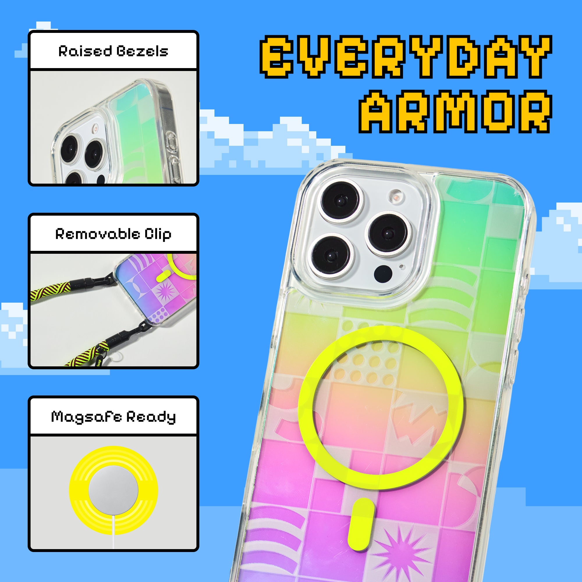 Playstatic - Freehand Case + Crossbody Lanyard Bundle for iPhone 16 Series - Bold Hands-Free Protection
