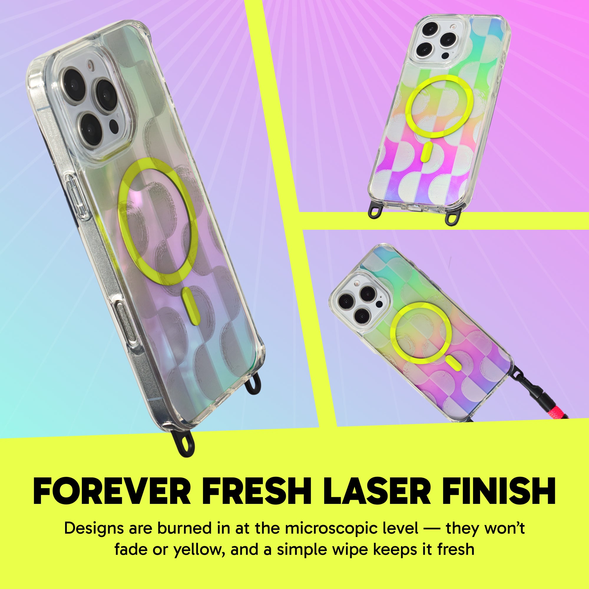 Freehand Bold Frequency Case for iPhone -  MagSafe & Shockproof Protection w EZ Hook