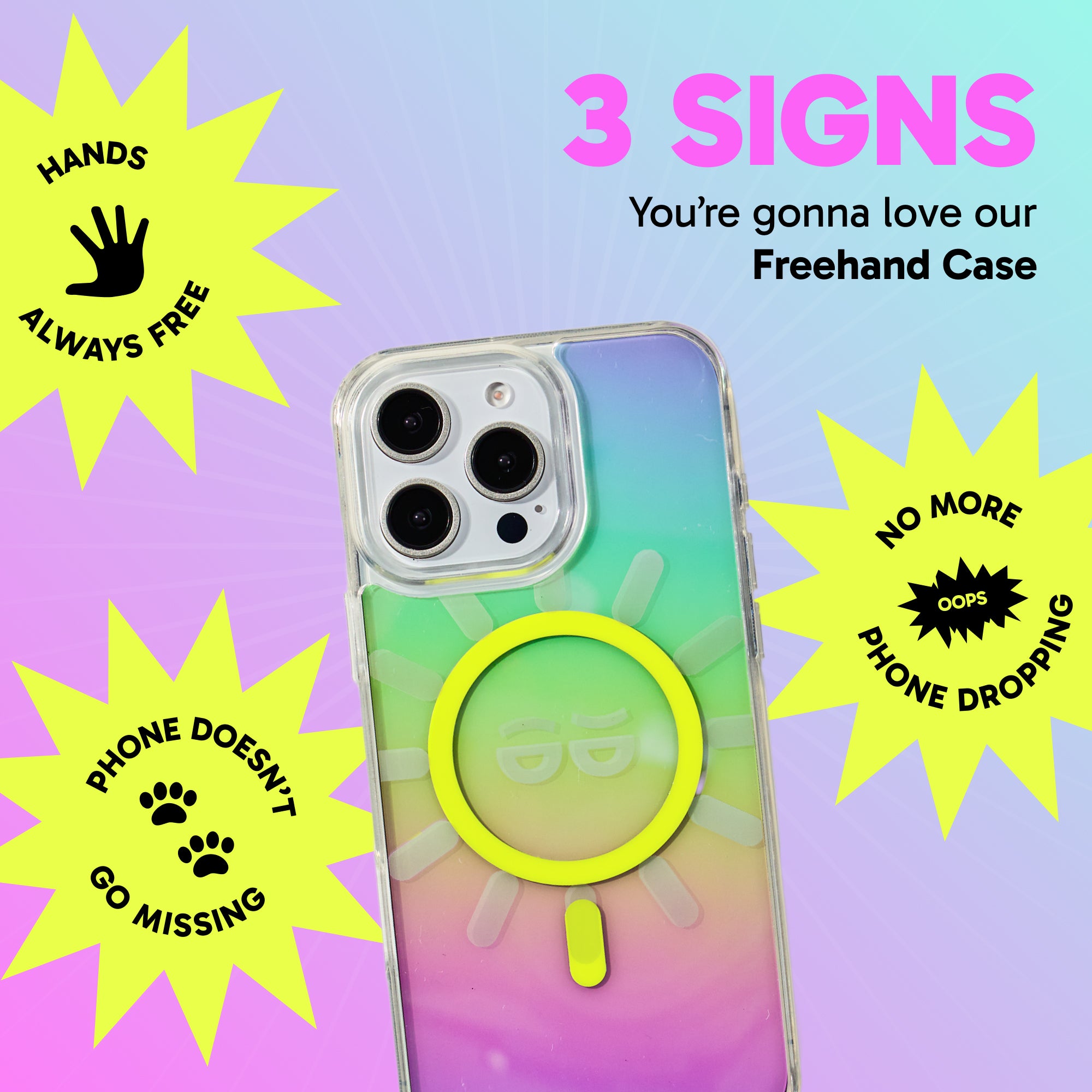 Freehand Too Bright Case for iPhone -  MagSafe & Shockproof Protection w EZ Hook
