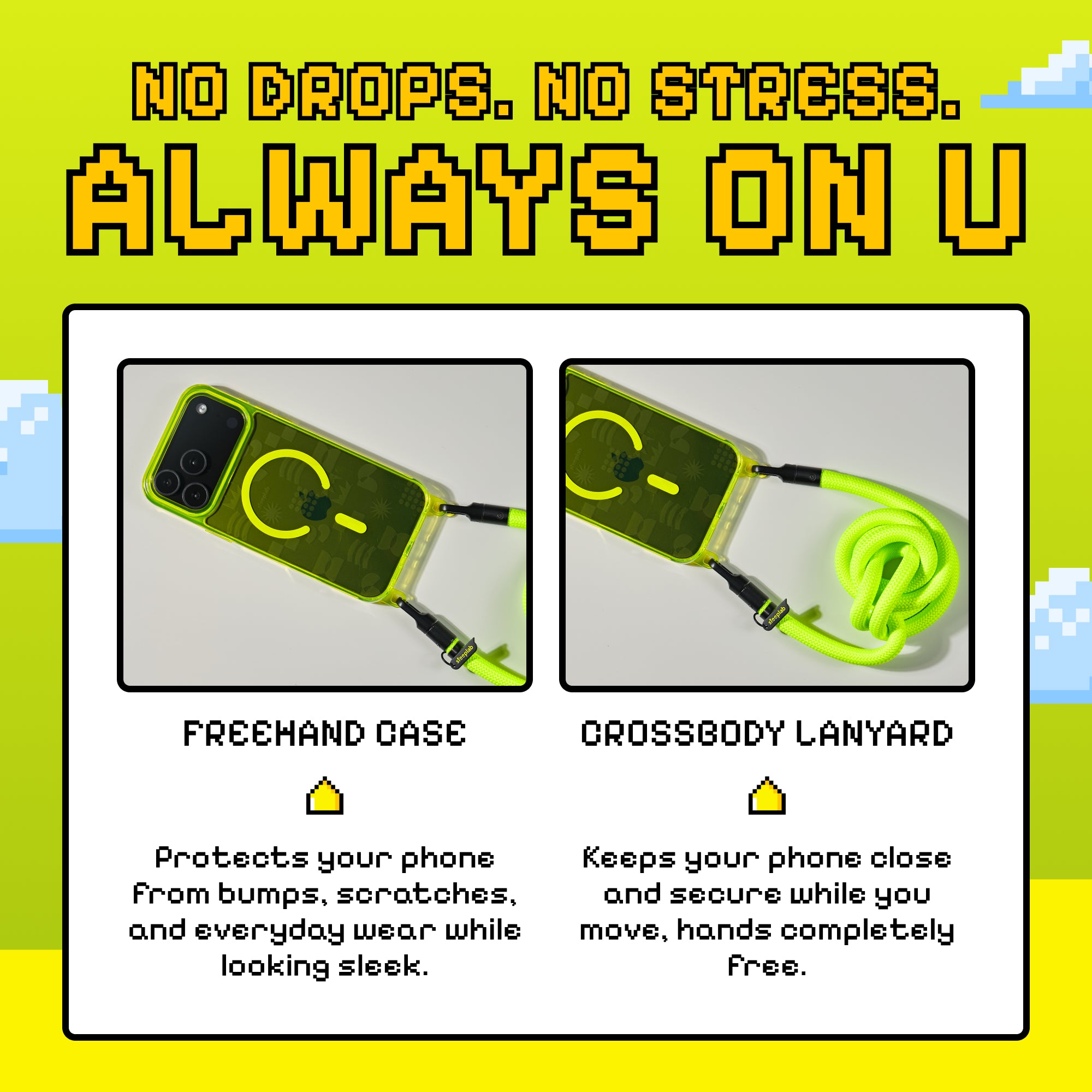 Playstatic - Freehand Case + Crossbody Lanyard Bundle for iPhone 17 Series - Bold Hands-Free Protection