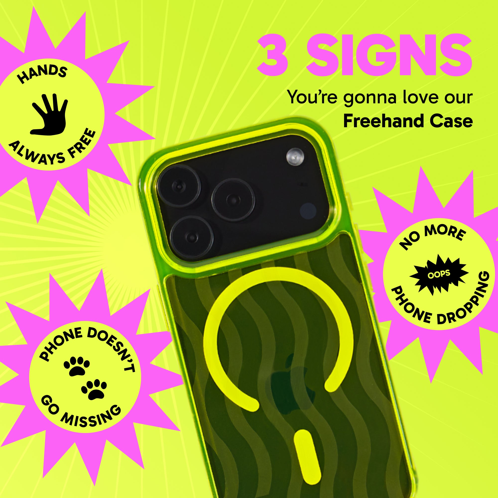 Freehand Edgy Case for iPhone -  MagSafe & Shockproof Protection w EZ Hook