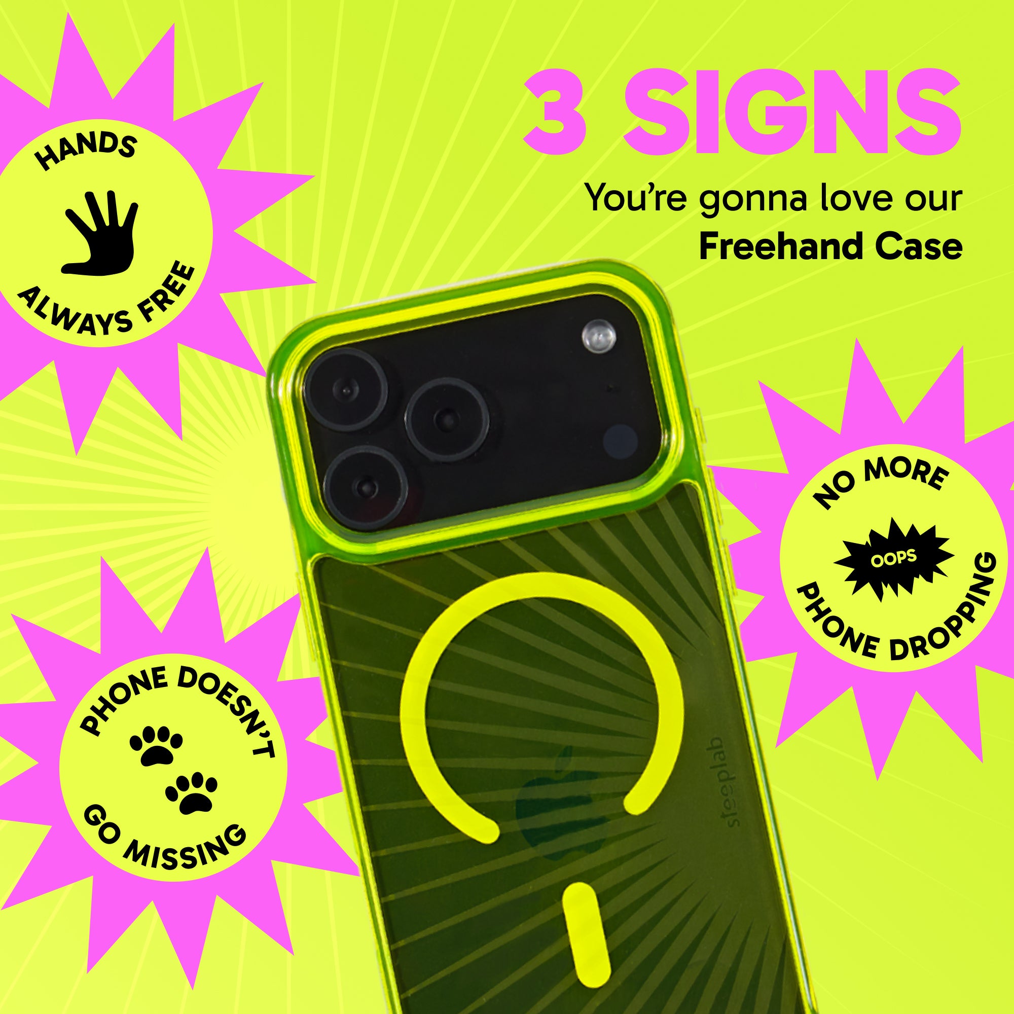 Freehand Radiant Case for iPhone -  MagSafe & Shockproof Protection w EZ Hook
