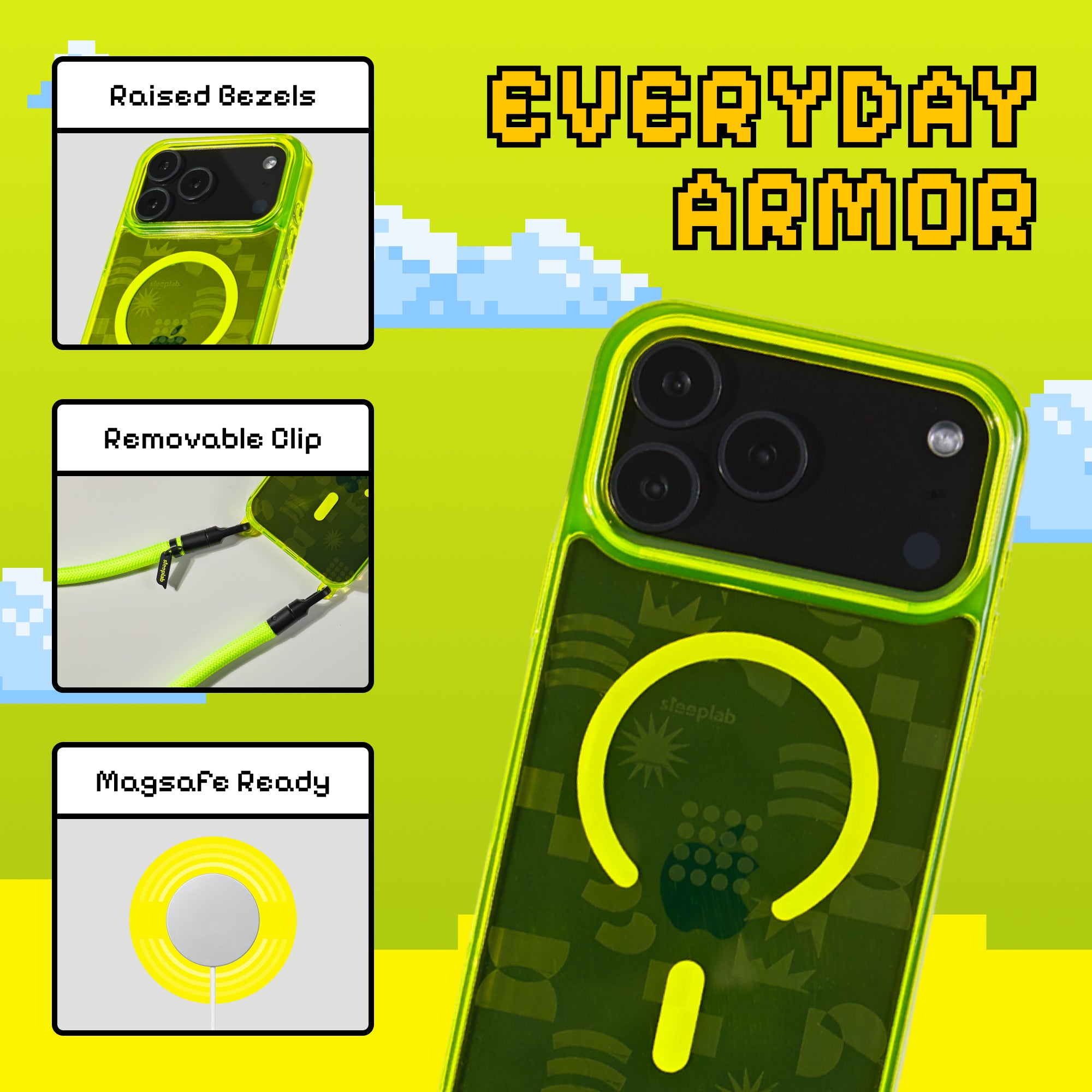 Playstatic - Freehand Case + Crossbody Lanyard Bundle for iPhone 17 Series - Bold Hands-Free Protection